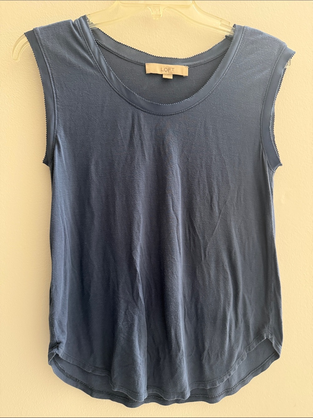 LOFT Blue Sleeveless Scoop Neck Muscle Tee